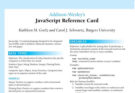 Javascript quick reference guide pdf